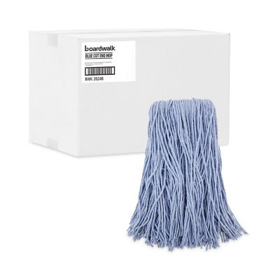 Image showing 8 th Boardwalk Cotton and Synthetic Fiber Mop Head, Standard Head, Cut-End #24, Blue, 12-Pack