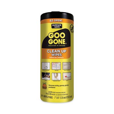 Goo Gone Clean-Up Wipes, 8 x 7 in., Citrus Scent, White, 24