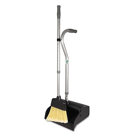 Unger Telescopic Ergo Dust Pan with Broom, 12 in., 45 in. High, Metal, Gray/Silver