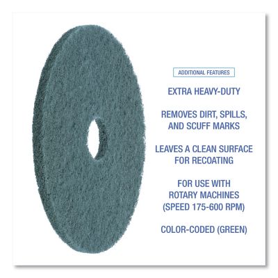Image showing  Heavy-Duty Scrubbing Floor Pads, 20 in., Green, 5-Pack
