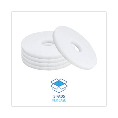 Image showing  12 in. Polishing Floor Pads, White, 5-Pack