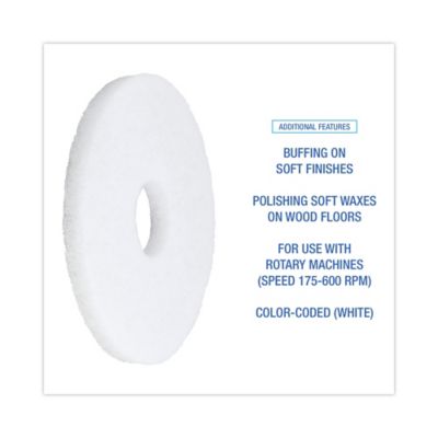 Image showing  12 in. Polishing Floor Pads, White, 5-Pack