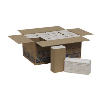 Image showing 7 th Georgia Pacific Blue Basic Folded Paper Towels, 9-1/4 in. x 9-1/2 in., White, 16-Pack, 250/Pack