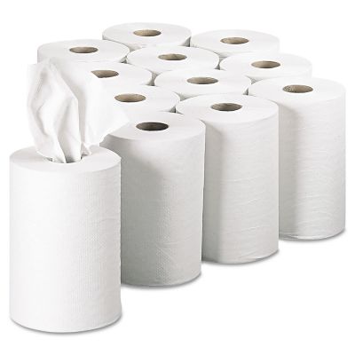 Image showing  Blue Basic Non-Perforated Paper Towels, 7-7/8 in. x 350 ft., White, 12 ct.