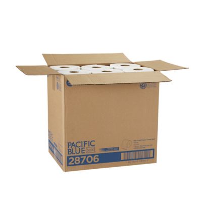 Image showing 8 th Georgia Pacific Blue Basic Non-Perforated Paper Towels, 7-7/8 in. x 350 ft., White, 12 ct.