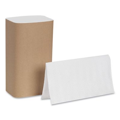 Image showing  Blue Basic Single-Fold Paper Towels, 10-1/4 in. x 9-1/4 in., White, 16-Pack, 250/Pack