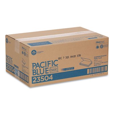 Image showing  Blue Basic Single-Fold Paper Towels, 10-1/4 in. x 9-1/4 in., 16-Pack, Brown, 250/Pack