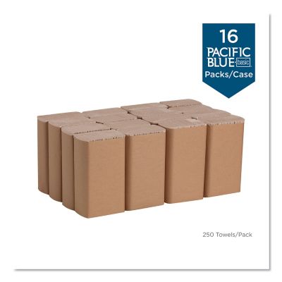 Image showing  Blue Basic M-Fold Paper Towels, 9-1/5 in. x 9-2/5 in., 16-Pack, 250/Pack