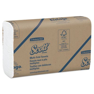 Scott Essential Multi-Fold Paper Towels, 8 in. x 9-2/5 in., White, 250/Pack, 16 Packs/Carton