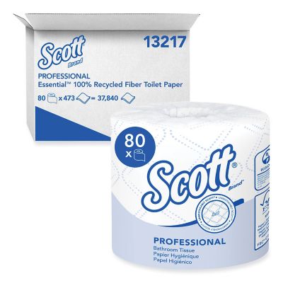 Scott Essential 100% Recycled Fiber Standard Roll Bath Tissue, Septic Safe, 2-Ply, 506 Sheets/Roll, 80 Rolls/Carton