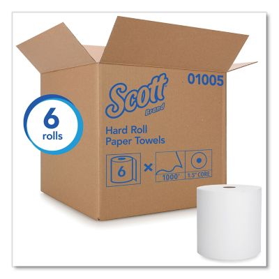 Image showing  Essential High Capacity Hard Roll Towels, 1.5 in. Core, 8 in. x 1,000 ft., Recycled, White, 6 ct.