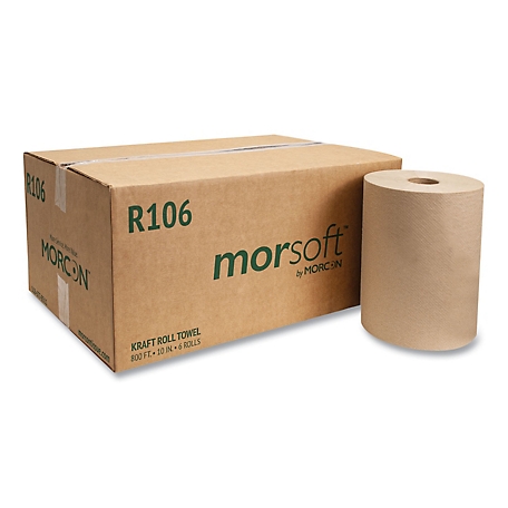 Morcon Tissue 10 in. Roll Towels, 1-Ply, 10 in. x 800 ft., Kraft, 6 ct.