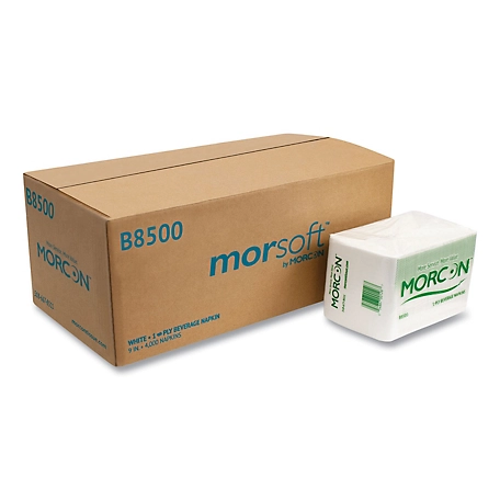 Morcon Tissue Morsoft Beverage Napkins, 9 in. x 9 in., White, 500 ct.
