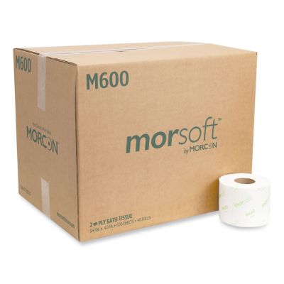 Morcon Tissue Morsoft Controlled Bath Tissue Rolls, Septic Safe, 2-Ply, White, 3.9 x 4 in., 48 ct.