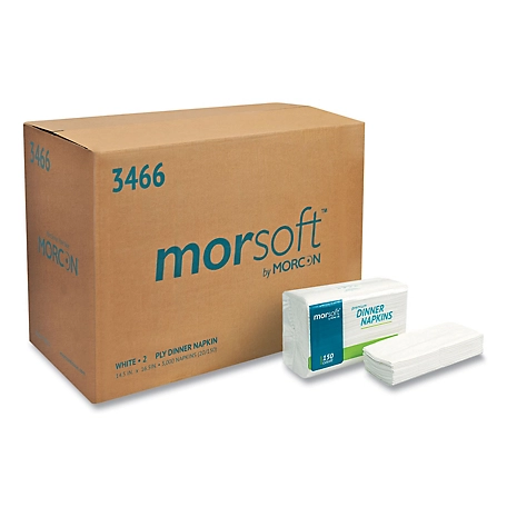 Morcon Tissue Morsoft Dinner Napkins, 2-Ply, 14.5 in. x 16.5 in., White, 3,000 ct.