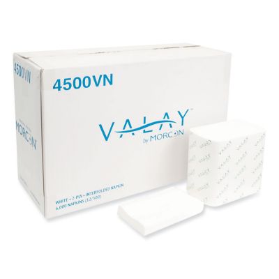 Morcon Tissue Valay Interfolded Napkins, 2-Ply, 6.5 x 8.25 in., White, 6,000 ct.
