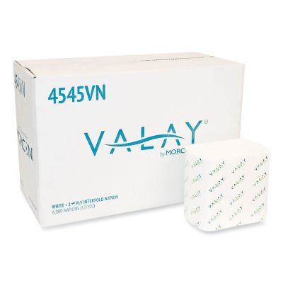 Morcon Tissue Valay Interfolded Napkins, 1-Ply, White, 6.5 in. x 8.25 in., 6,000 ct.