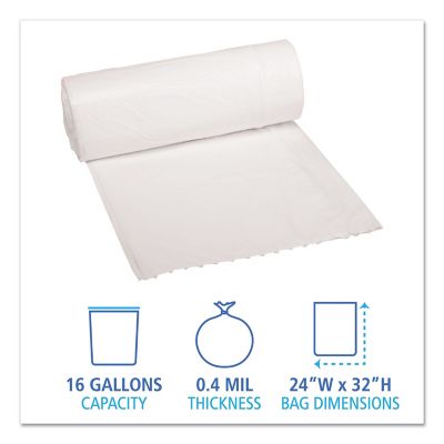 Image showing  16 gal. Low-Density Waste Can Liners, 0.4 mil, 24 in. x 32 in., White, 500 ct.