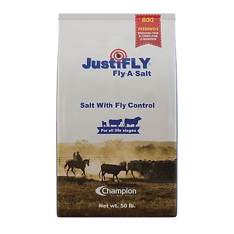 JustiFLY Fly-A-Salt Feed-Thru Fly Control Block Insect Growth Regulator Cattle Supplement, 50 lb.
