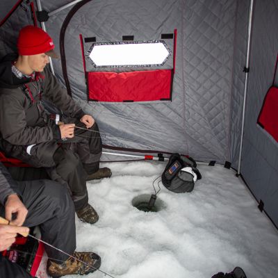 Image showing  2 to 3-Person Eskape 2800 Ice Fishing Shelter with 2 Side Doors, 70 in. x 98 in. x 79 in., 28 sq. ft. Fishable Area