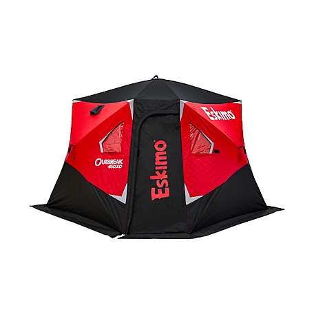 Eskimo Outbreak 450XD, Pop-Up Portable Shelter, Insulated, Red/Black, 4-5 Person