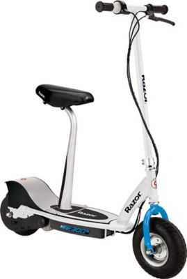 Razor E300S Seated Electric Scooter, White/Blue