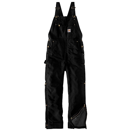 Carhartt Loose Fit Firm Duck Men's Insulated Bib Overalls, Black Large Tall