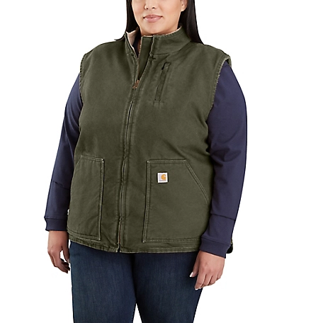 Carhartt Women's Loose Fit Washed Duck Sherpa-Lined Mock Neck Vest