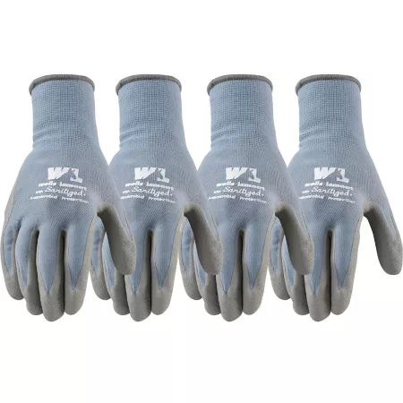 Wells Lamont Men's Sanitized Knit Gloves with Antimicrobial Polyester Foam and Latex Coating 4 Pairs Gardening Gloves