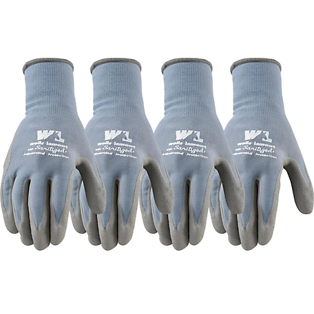 Wells Lamont Men's Foam Latex Antimicrobial-Coated Sanitized Knit Grip Gloves, 4 Pair