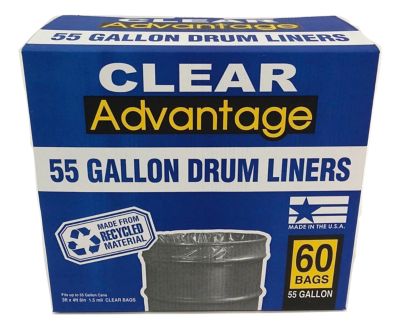 Drawstring Drum liners DTDRUM 55 gallon clear