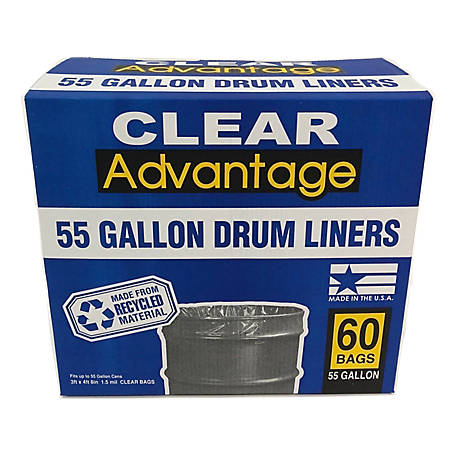 Jadcore 55 gal. Clear Drum Liner Trash Bags, 60 ct.