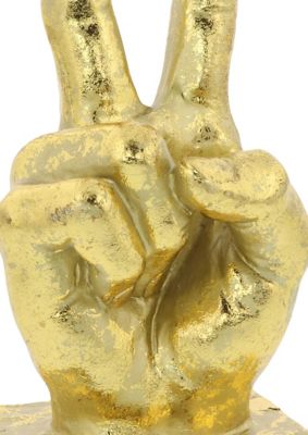 Image showing  Large Metallic Hand Sculpture Table Decor Statues with Thumbs Up, Peace Sign and Ok Gestures, Gold