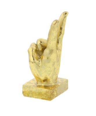 Image showing  Large Metallic Hand Sculpture Table Decor Statues with Thumbs Up, Peace Sign and Ok Gestures, Gold