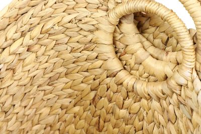 Image showing  Large Oval Natural/White Dip-Dyed Water Hyacinth Wicker Storage Baskets, Round Handles, 4 pc.