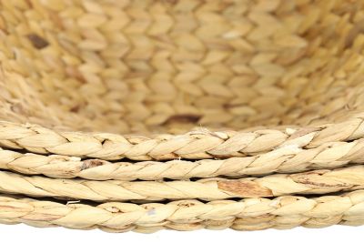 Image showing 5 th Cosmoliving by Cosmopolitan Large Oval Natural/White Dip-Dyed Water Hyacinth Wicker Storage Baskets, Round Handles, 4 pc.
