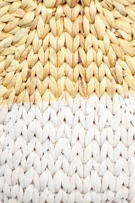 Image showing 9 th Cosmoliving by Cosmopolitan Large Oval Natural/White Dip-Dyed Water Hyacinth Wicker Storage Baskets, Round Handles, 4 pc.