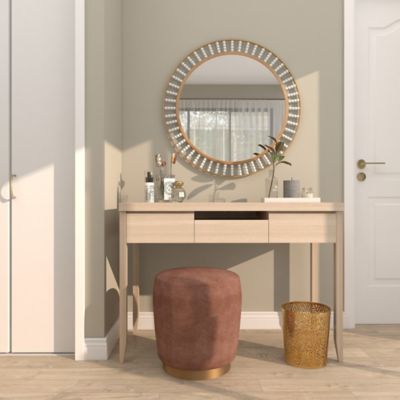 Image showing 9 th Cosmoliving by Cosmopolitan Gold Metal Small Waste Bin with Laser Carved Floral Design 9" x 9" x 10"