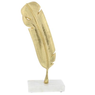 Image showing  Feather Decor with Stand, 6 in. x 2 in. x 12 in., Gold