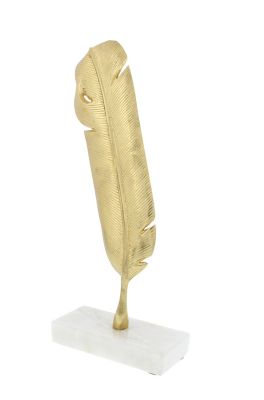 Image showing  Feather Decor with Stand, 6 in. x 2 in. x 12 in., Gold