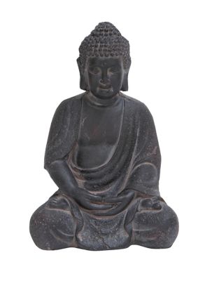 Image showing  Sitting Buddha Clay Sculpture, 8 in. x 7 in. x 12 in., Gray