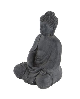 Image showing 8 th Cosmoliving by Cosmopolitan Sitting Buddha Clay Sculpture, 8 in. x 7 in. x 12 in., Gray