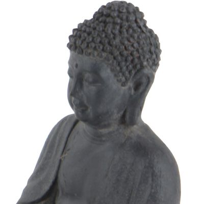 Image showing 9 th Cosmoliving by Cosmopolitan Sitting Buddha Clay Sculpture, 8 in. x 7 in. x 12 in., Gray