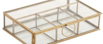 Image showing  Gold Glass Jewelry Box with Clear Glass, 9 in. x 6 in. x 2 in.