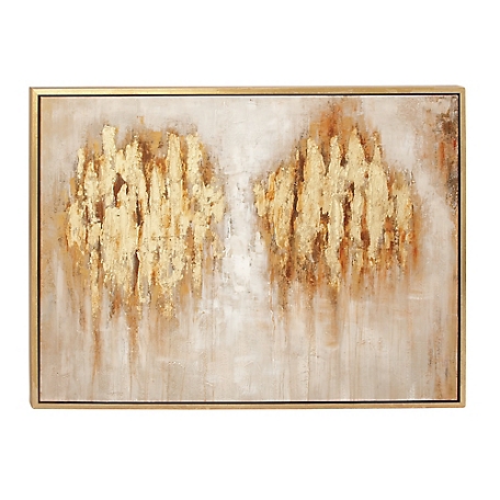 Cosmoliving by Cosmopolitan Large Metallic Gold Traditional Abstract Art Painting in Metallic Gold Wood Frame, 47 in. x 36 in