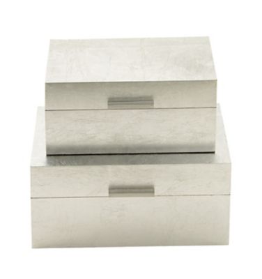 Image showing  Silver Wooden Box with Textured Foiled Exterior Set of 2 13", 11"W