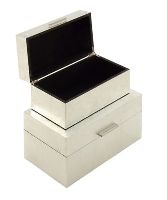 Image showing  Silver Wooden Box with Textured Foiled Exterior Set of 2 13", 11"W