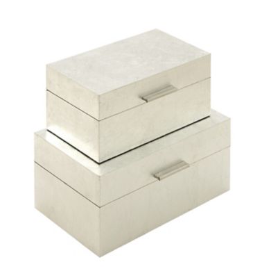 Image showing  Silver Wooden Box with Textured Foiled Exterior Set of 2 13", 11"W