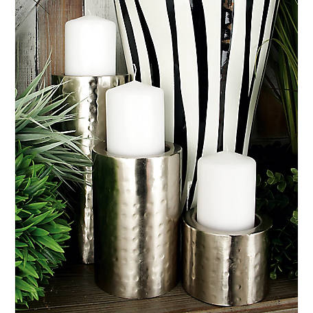 Silver chrome Hammered effect Sculpture tealight holder basket style home decor 