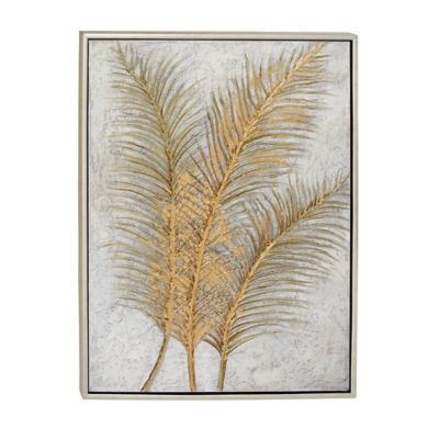 Image showing  Glam Metallic Gold Leaf Palm Fronds Acrylic Painting Framed Wall Art, 48 in. x 36 in.